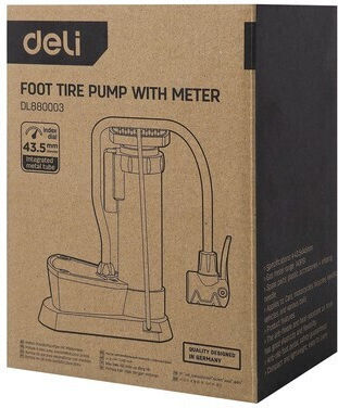Deli DL880003 Luftpumpe Luftpumpe Fuß mit Manometer