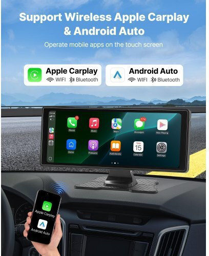 Car Stereo Vevor Radio Carplay Touch Screen 10 Apple Android Front Rear Camera