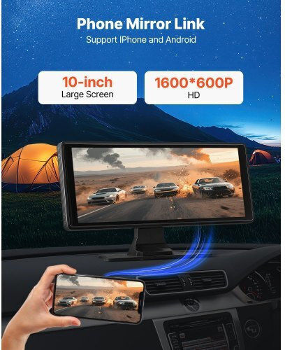 Car Stereo Vevor Radio Carplay Touch Screen 10 Apple Android Front Rear Camera