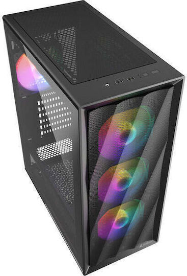 Sharkoon VK4 Rainbow Gaming Midi Tower Computer Case with Side Window and RGB Lighting Black