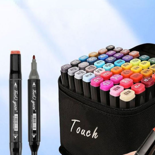 Set 80 Professional Drawing Markers Dual Tip Basic & Pastel Colours Carry Bag