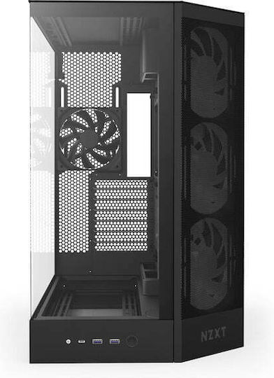 NZXT H9 Flow RGB Gaming Midi Tower Κουτί Υπολογιστή με Πλαϊνό Παράθυρο Μαύρο