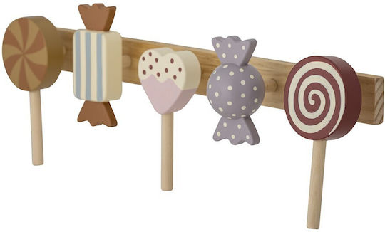 Bloomingville Kids Wall Hanger Multi Hook Wooden Coffee 42x14cm