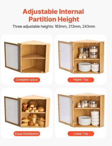 Vevor Ψωμιέρα από Bamboo Μπεζ 16.5x13x19cm