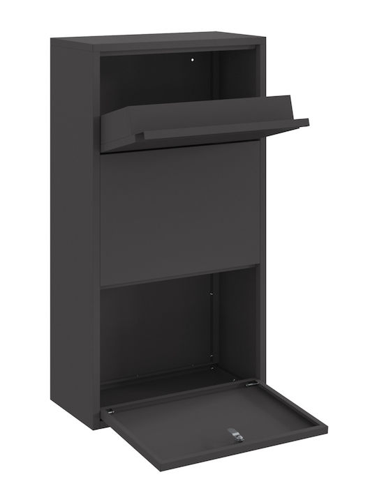 vidaXL Außenbereich Briefkasten Metallisch in Schwarz Farbe 44x22x82cm