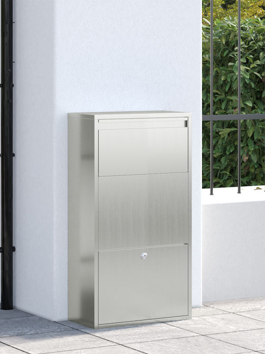 vidaXL Außenbereich Briefkasten Metallisch in Silber Farbe 44x22x82cm