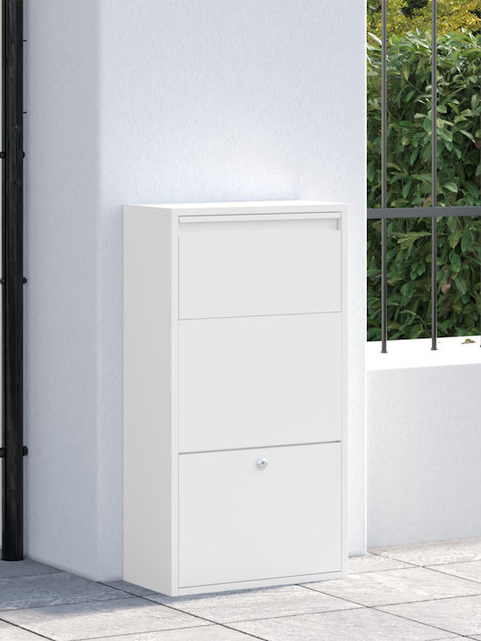 vidaXL Außenbereich Briefkasten Metallisch in Weiß Farbe 44x22x82cm