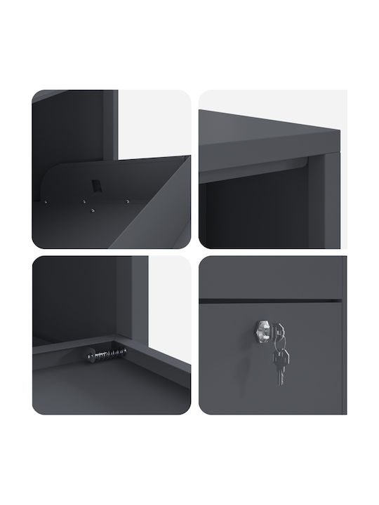 vidaXL Außenbereich Briefkasten Metallisch in Gray Farbe 44x22x82cm