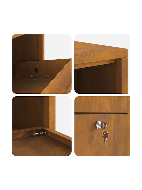 vidaXL Außenbereich Briefkasten Inox in Braun Farbe 44x22x82cm