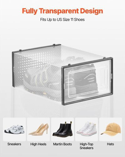 Vevor Plastic Storage Case for Shoes in Black Color 33.4x23x14.5cm 12pcs