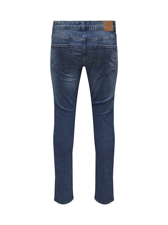 Men's Jeans Pants Elastic with Regular Straight Fit Blue, Dark Blue Denim
