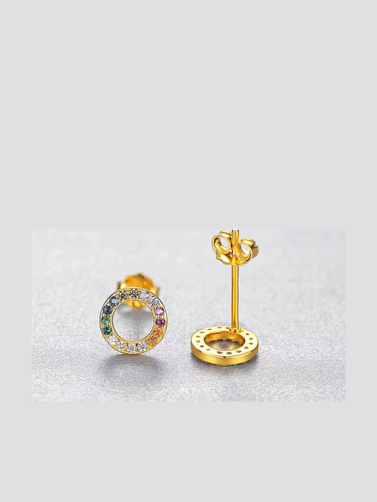 By Queen Argint Cercei Studs Cerc Rotund Multicolor Zircon