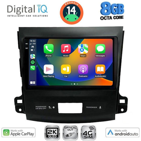 Digital IQ Car Audio System for Peugeot 4007 Mitsubishi Outlander Citroen C-Crosser 2006-2012 (Bluetooth/USB/WiFi/GPS/Apple-Carplay/Android-Auto) with Touch Screen 9"