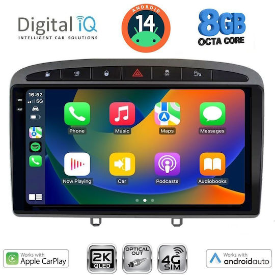 Digital IQ Ηχοσύστημα Αυτοκινήτου για Peugeot 308 / RCZ 2007-2012 (Bluetooth/USB/WiFi/GPS/Apple-Carplay/Android-Auto) με Οθόνη Αφής 9"