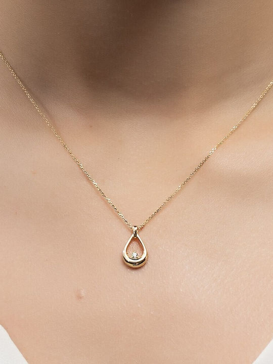 Eforo Charm with design Tear from Gold 14K with Zircon