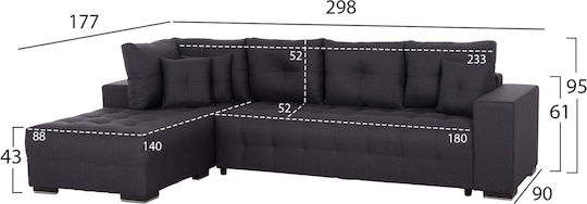 Trendston Γωνιακός Καναπές Κρεβάτι 298x177x95εκ.