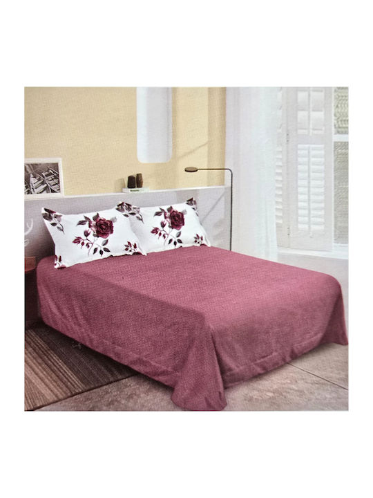 Kotonia Home Set Husă de Pilotă Dublă cu 2 Fețe de Pernă & 1 Cearsaf 200x230 Floral
