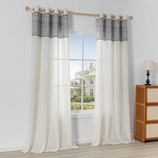 Σετ Κουρτίνες με Τρουκς 2 Pieces Λευκές 140x245εκ.