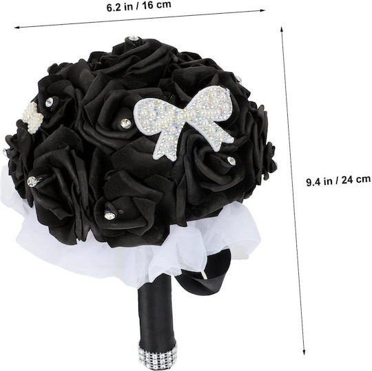 Artificial Wedding Bouquet Crystals Photo Prop Decoration Black