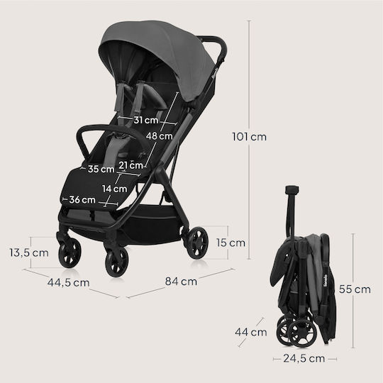 Lionelo Julie Air Kinderwagen Geeignet ab 6+ Monaten Gray Stone