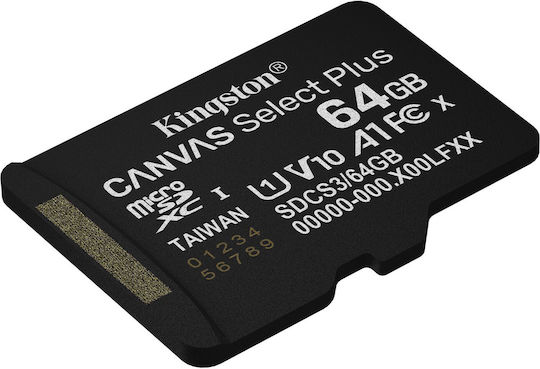 Kingston Canvas Select Plus microSDHC 64GB U1 V10 A1 UHS-I 100MB/s with Adapter