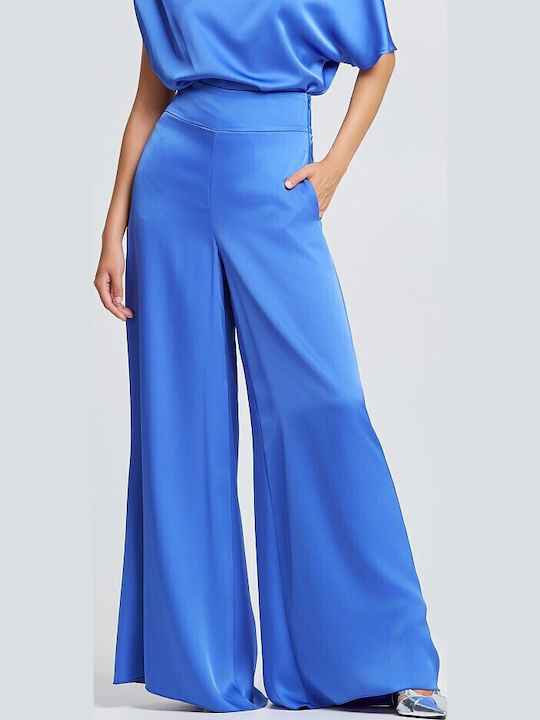 Damen Hoch tailliert Stoff Hose Royal Blue