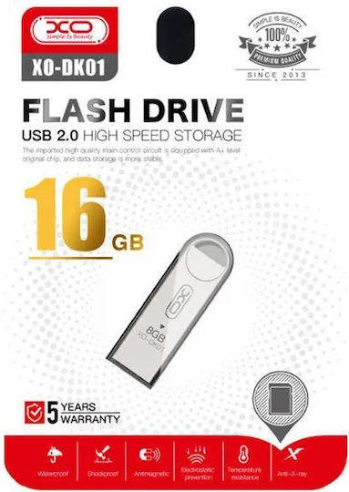 XO Dk01 16GB USB 2.0 Stick Ασημί