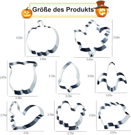Autumn Cookie Cutters 8 Pieces Pumpkin Leaf Squirrel Hedgehog More
