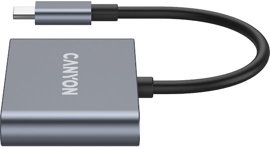 Canyon Hub 3 Θυρών USB 3.2 με σύνδεση USB-C Γκρι