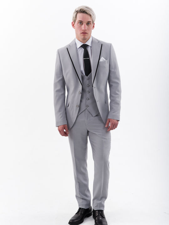 Herrenanzug mit Weste Light Grey