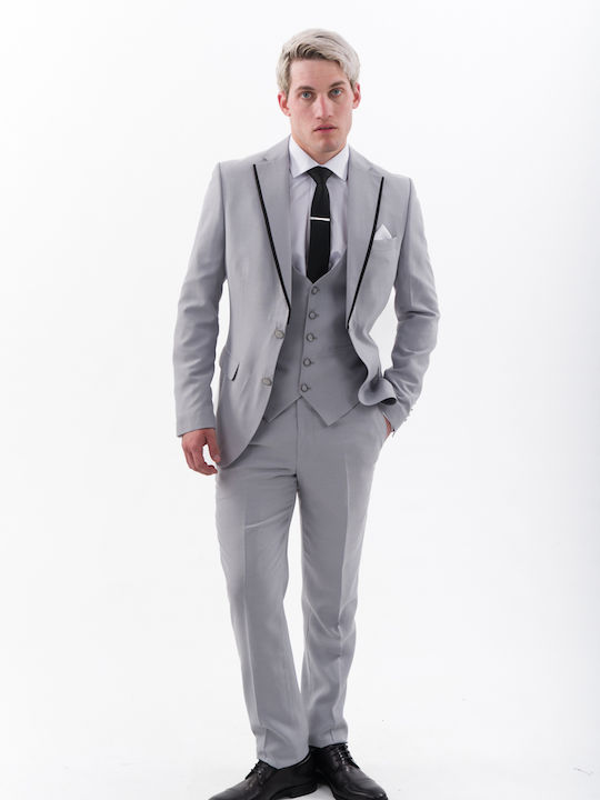 Herrenanzug mit Weste Light Grey