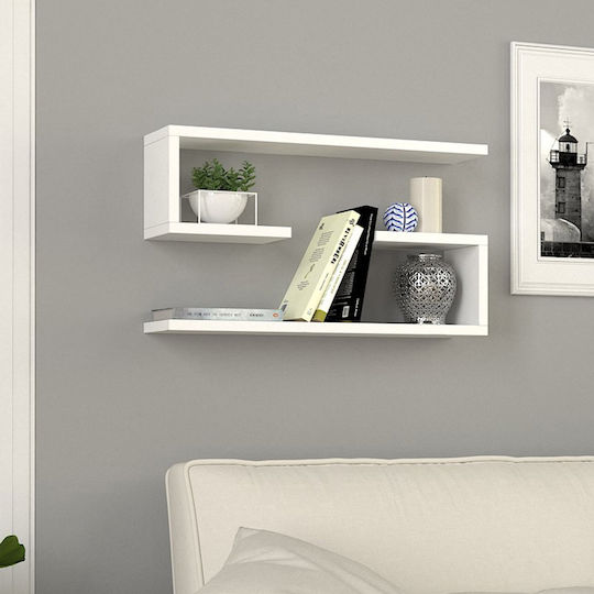 Jenika White Wall Shelves (2 Pieces) 60x14.5x18cm
