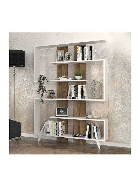 Bibliotecă Rain Culoare Nuc / Alb 120x19.5x162 cm