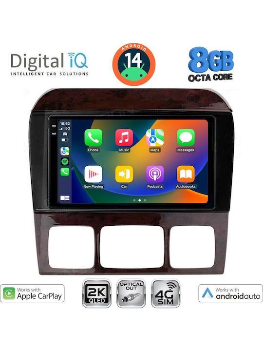 Digital IQ Car Audio System for Mercedes-Benz S Class W220 1998-2005 (Bluetooth/USB/WiFi/GPS/Apple-Carplay/Android-Auto) with Touch Screen 9"