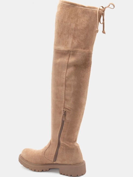 Damenstiefel Über dem Knie Beige