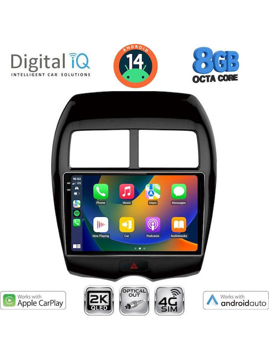 Digital IQ Car Audio System for Peugeot 4008 Mitsubishi Asx 2012-2018 (Bluetooth/USB/WiFi/GPS/Apple-Carplay/Android-Auto) with Touch Screen 10"