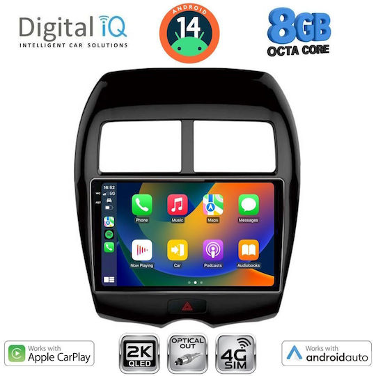 Digital IQ Car Audio System for Peugeot 4008 Mitsubishi Asx 2012-2018 (Bluetooth/USB/WiFi/GPS/Apple-Carplay/Android-Auto) with Touch Screen 10"