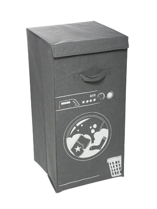 Atmosphera Laundry Καλάθι Απλύτων Υφασμάτινο Πτυσσόμενο 54lt με Καπάκι 30x30x50cm Γκρι