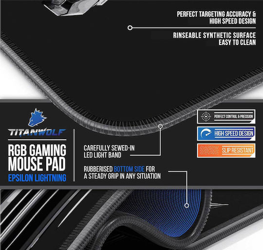 Titanwolf Gaming Mouse Pad XXL (800mm) With RGB Lighting Via USB Yellow