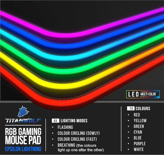 Titanwolf Gaming Mouse Pad XXL (800mm) With RGB Lighting Via USB Yellow