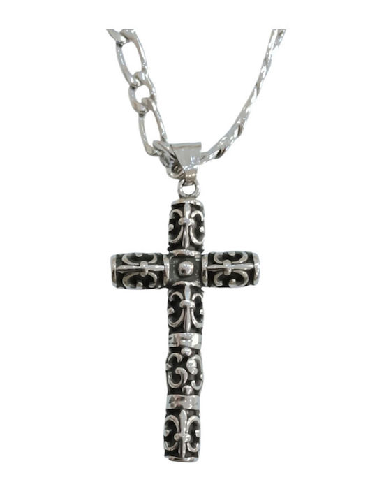 Kalliopi Silver Cruc Bărbat din Oțel cu Lanț