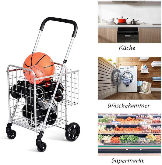 Metallic Shopping Trolley Foldable 43x52x89cm