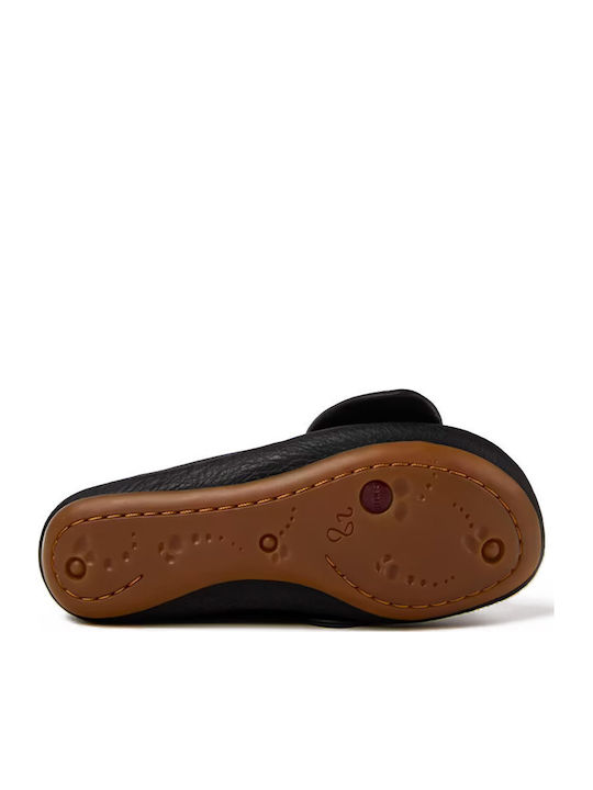 Kids Leather Ballerinas Kito with Hoop & Loop Closure Black
