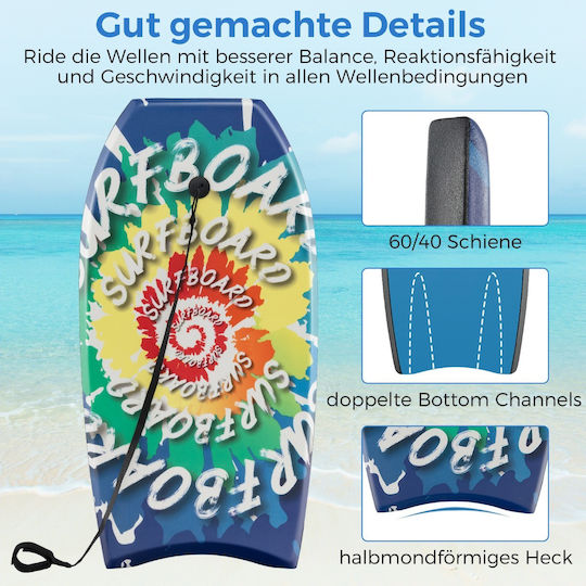Costway Lightweight Durable Bodyboard Comfortable Xpe Deck Adjustable Wrist Leash All Ages Np11750-33