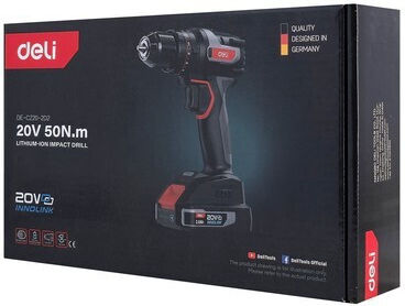 Deli DE-CZ20-2D2 Percussive Drill Driver Battery Brushless 20V 2x2Ah