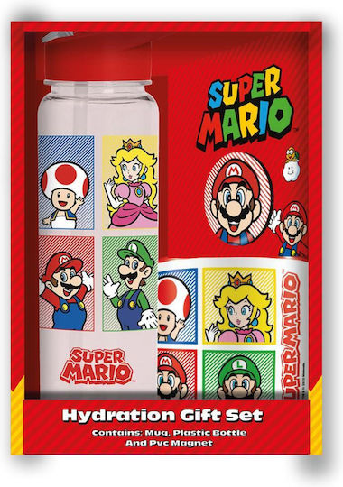 Super Mario 4 Colors Gift Set Plastic Mug and Magnet V2
