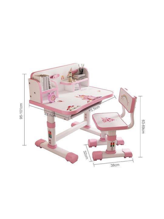 Kids Desk made of Melamine Pink 75.5x48.5x101cm
