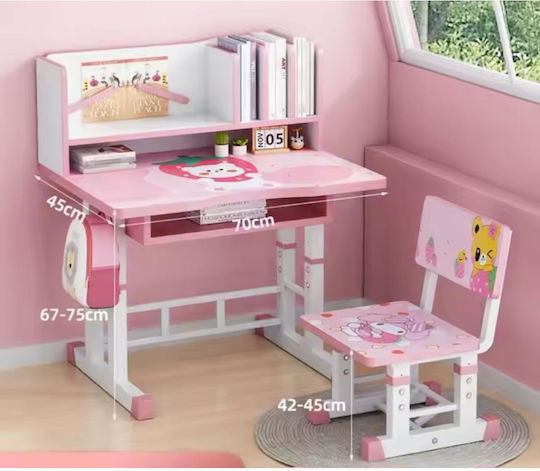 Kids Desk made of Melamine Pink 70x45x75cm