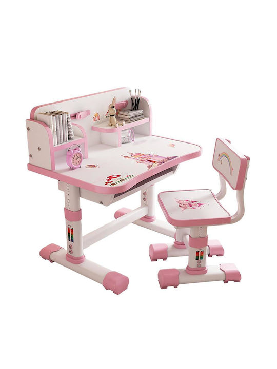 Kids Desk made of Melamine Pink 75.5x48.5x101cm