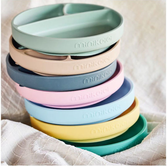 Minikoioi Baby Food Plate Portions made of Silicone Green